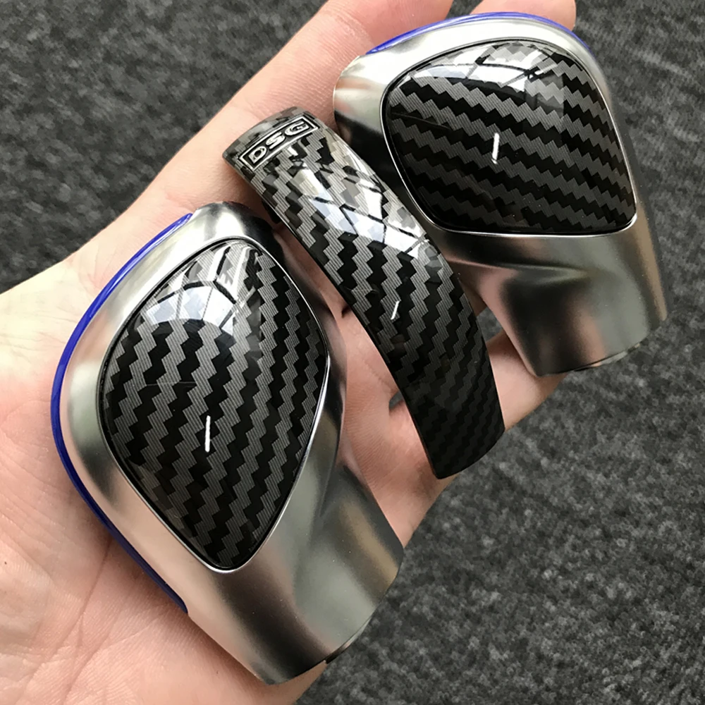 Kohlefaser-Textur DSG Schaltknauf Seitenabdeckung DSG Emblem für VW Golf 6 Golf 7 R GTI Passat B7 B8 CC R20 Jetta MK6 GLI – Detail 2