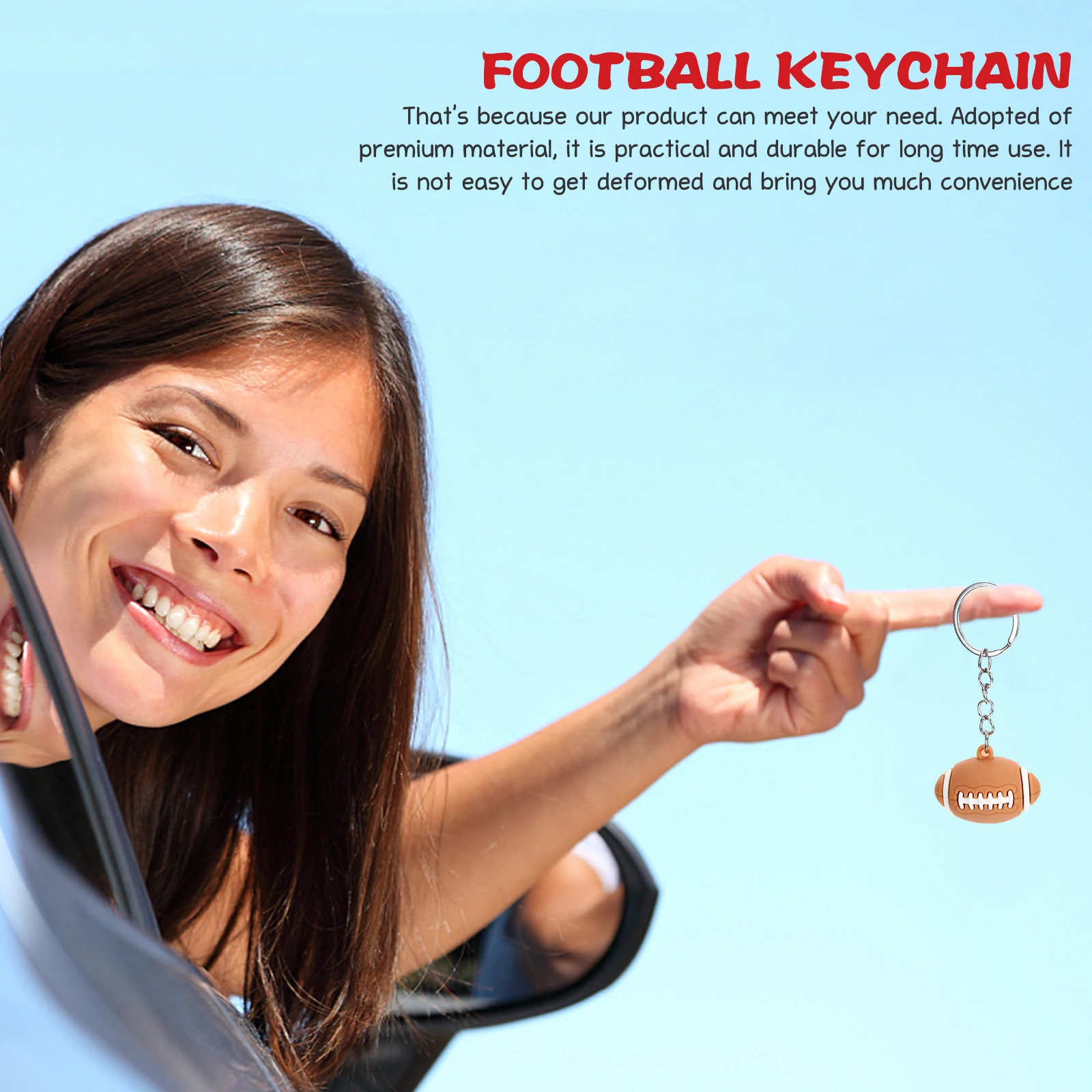 

12pcs Football Keychain Soft Rubber Rugby Keychains Bag Pendant Sports Party Favors Birthday Gift Zinc Alloy Charm for Kids