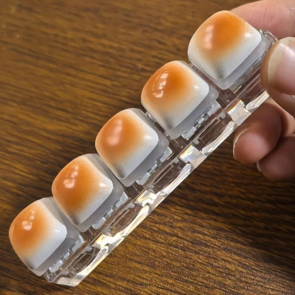 Relaxing Caramel Bread Design Fidget Keychain Keys Button DIY Keyboard Finger Keyboard Cap Relief Stress Keycap Clicker Adult