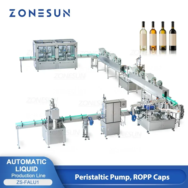 ZONESUN خط إنتاج مخصص زجاجة معجون زيت الزيتون السائل ملء السد آلة وضع العلامات حل التعبئة والتغليف ZS-FALU1