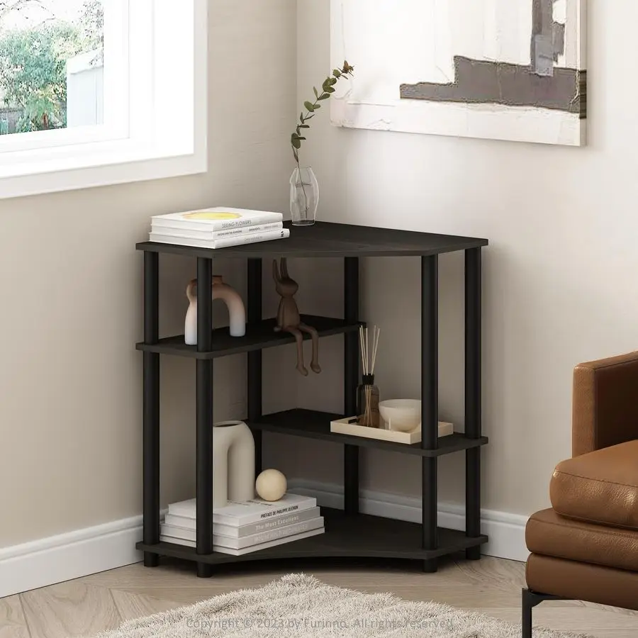 

TurnNTube Storage Shelves, 4Tier Corner Shelf, Display Rack, Corner Bookshelf, for Organization and Storage, Living Room, Home
