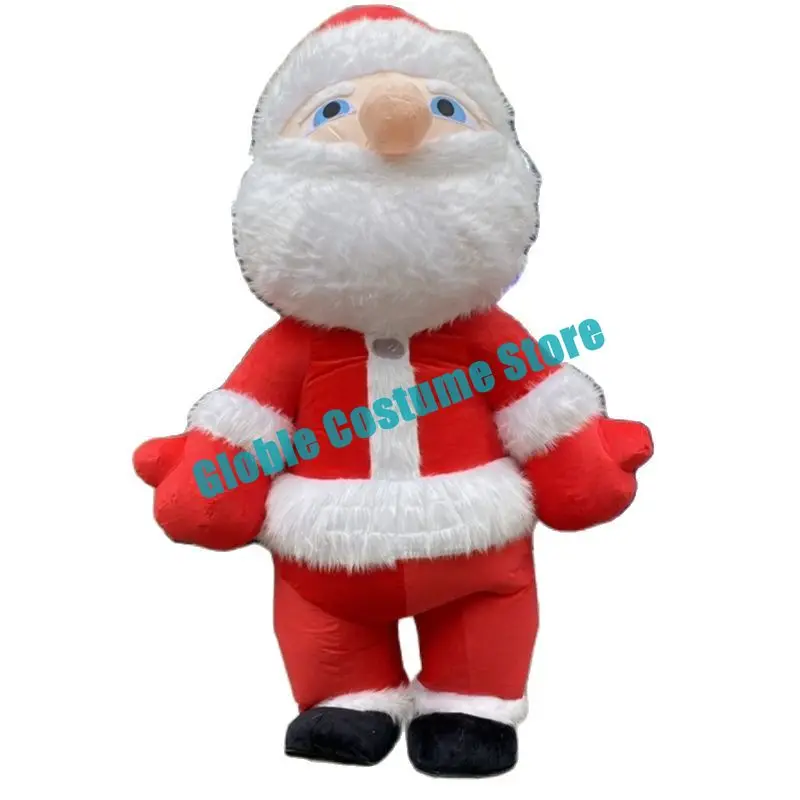 2m 2.6m 3m Huge Inflatable Fur Santa Claus Costume Walking Wearable Mascot Suit Up Xmas Entertainment Christmas Fancy Dress