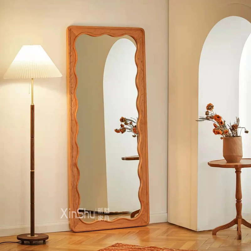 Full-length mirror clothing store slim floor-mounted with special-shaped wave dressing