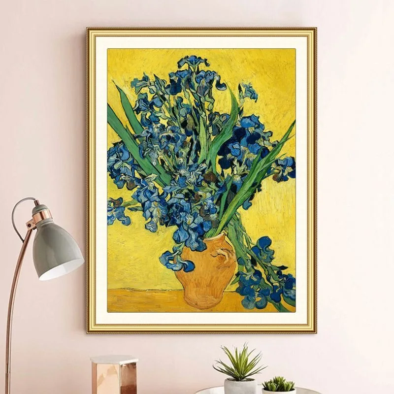 

Needlework,DIY Cross stitch 11ct Embroidery kit Van Gogh Blue Irises Famous Art Work Printed Pattern Cross-Stitch Painting