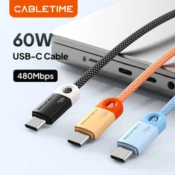 CABLETIME PD60W Kabel USB-C naar USB-C High-Speed Data Sync en Oplaadkabel Duurzame Snelle Oplaadkabel voor iphone ipad Samsung