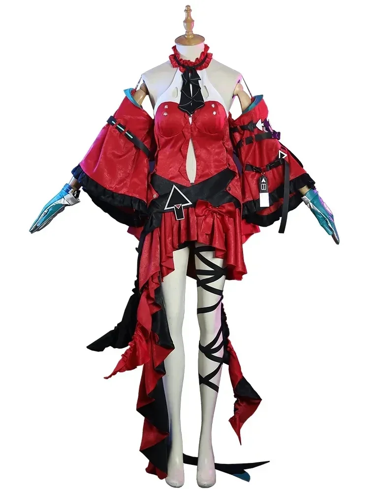 Jogo arknights skadi o coração corrupto cosplay traje vestido vermelho uniforme peruca sapatos para mulher festa de halloween 2025