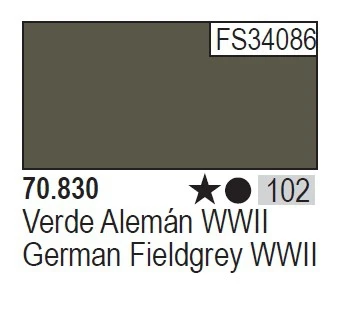 Vallejo Paint Acrylic Spain AV 70830 102 FS34086 RAL7009 Verde Alemán WWII/German Fieldgrey WWII Model ColoringWater-Based Hand