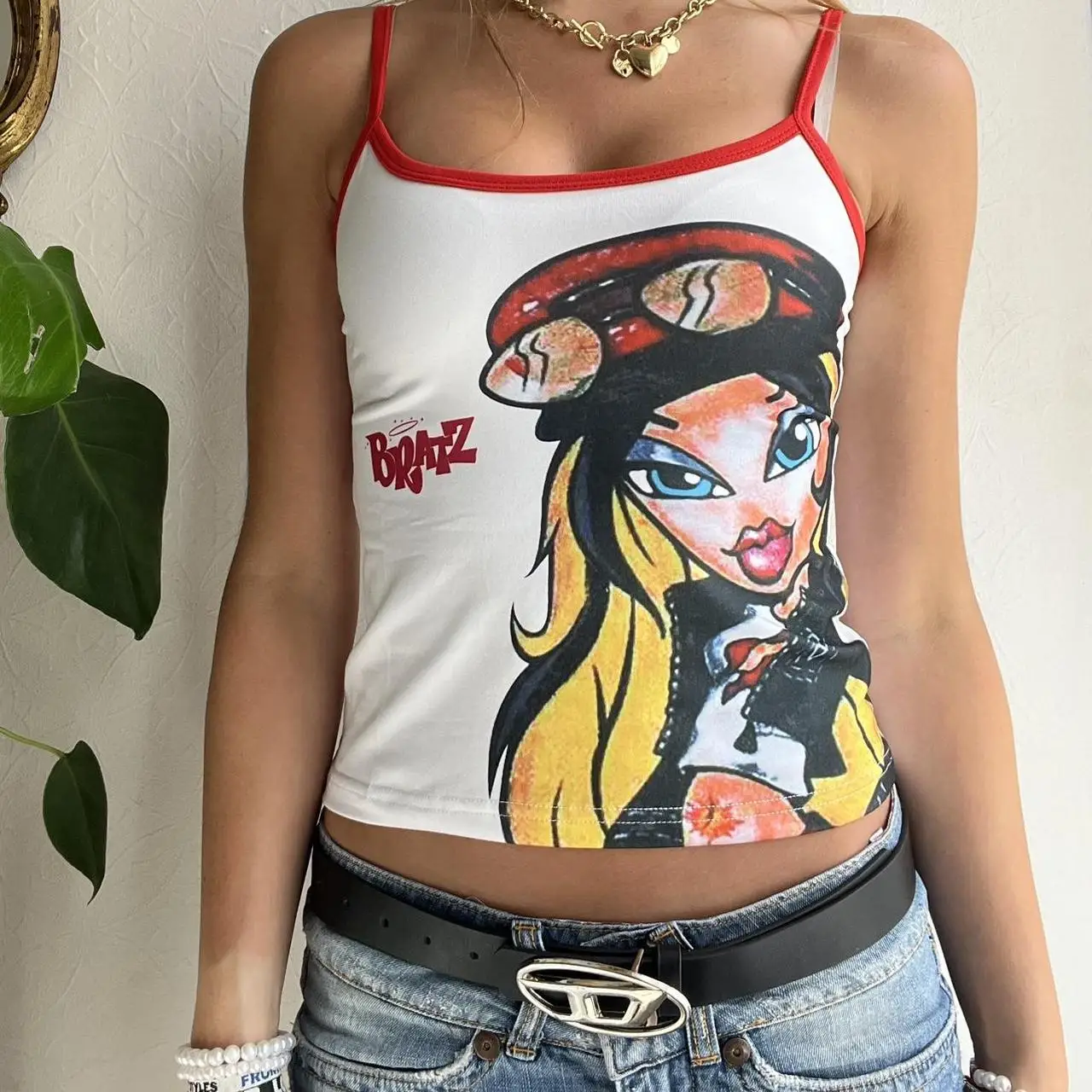 Meisjes Y 2K 2000S Cartoon Anime Print Tank Top Zomer Vintage Ronde Hals Crop Tops Harajuku Streetwear Grunge Sexy Korset