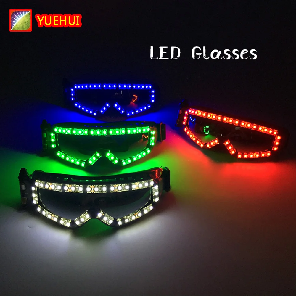 Led Neon Glasses Soldier NightClub Concert DJ Cyberpunk Shine Supplies Elastic Band Goggles Glowing Glasses Cool Neon Sunglasses