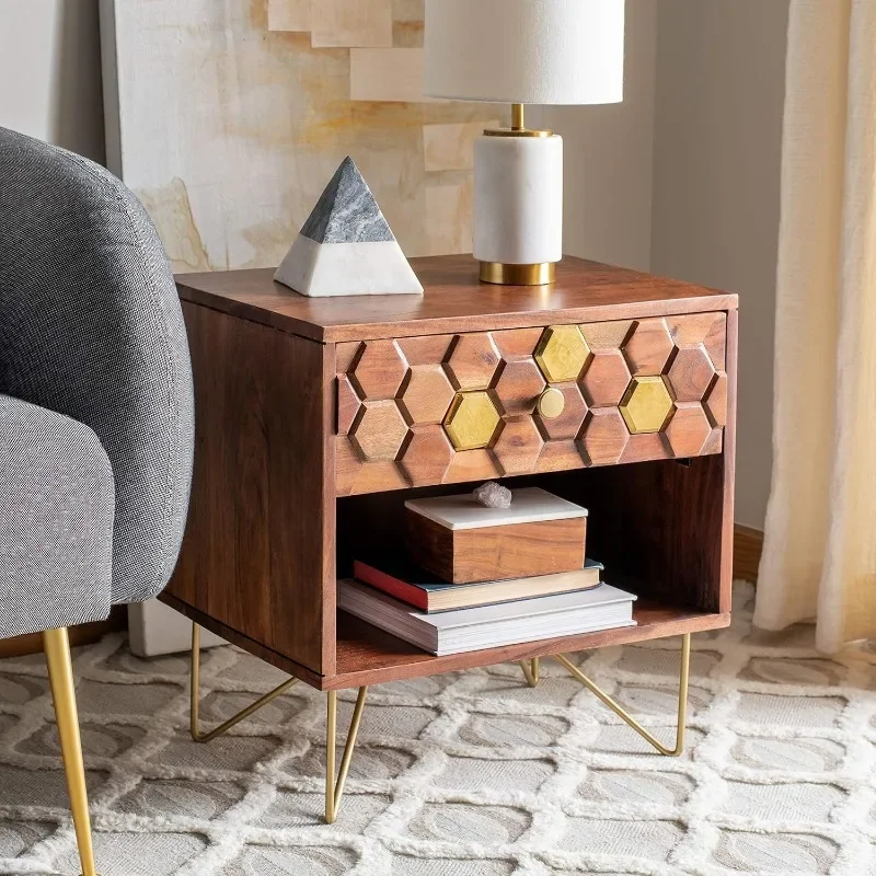 Raveena Nightstand, Natural/kuningan