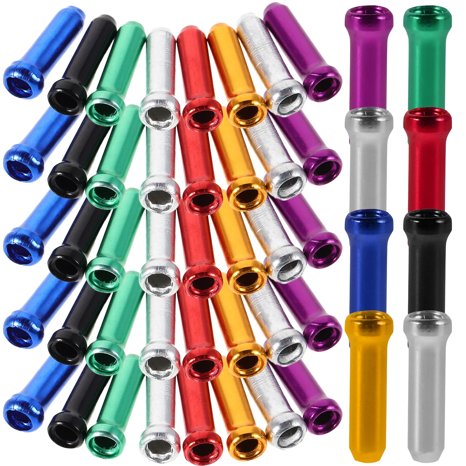 

80Pcs Bike Cable End Caps Aluminum Alloy Precision Fit for Mountain Road Bikes Anti-Fray Design Easy Install Bicycle Maintenance