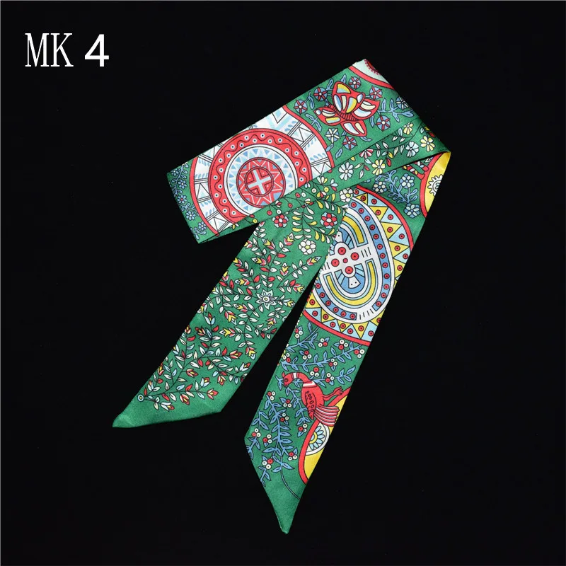 New Design Bag Ribbons Small Floral Print Women Silk Scarf Fashion Brand Head Scarf Long Scarves For Handbag Wholesale