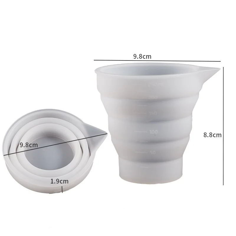 Molde de taza plegable de silicona para dispensador de yeso, contenedor de boca larga para bricolaje, taza medidora de resina epoxi, herramienta de decoración del hogar