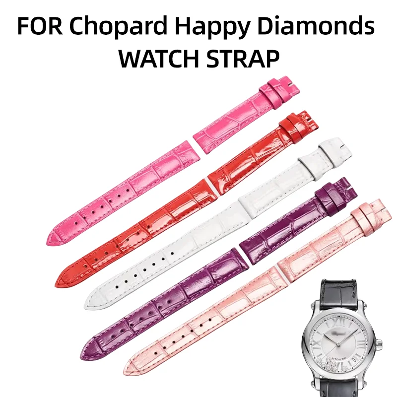 PARA CHOPARD HAPPY DIAMONDS 5-DIAMOND Y 7-DIAMOND ALLIGATOR CUILLAS DE RELOJ DE CUERO