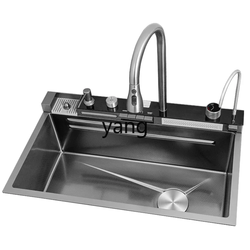 

CX waterfall integrated 304 stainless steel honeycomb embossed sink large single slot kitchen vegetable basin household