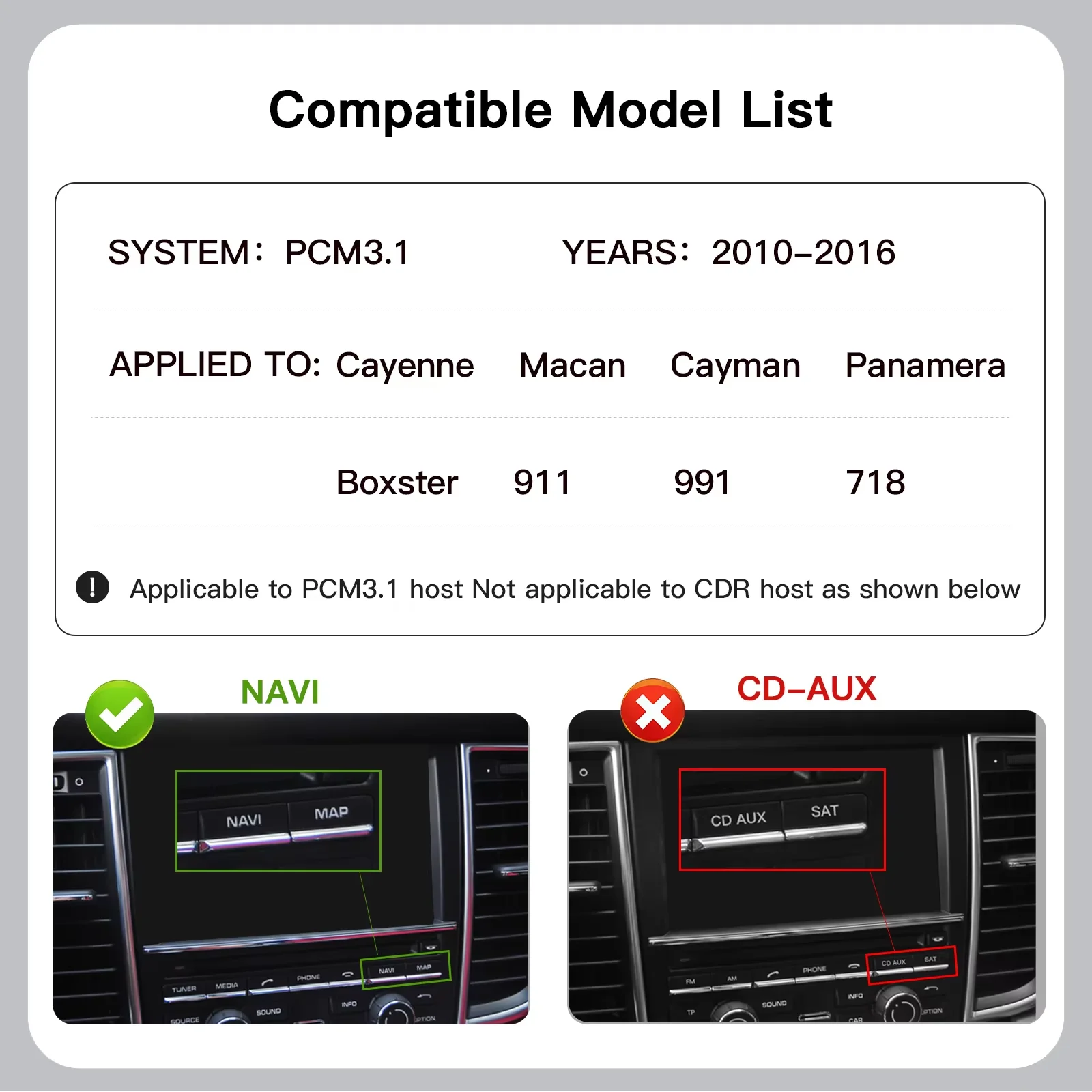 REEIIO Draadloze Carplay Android Auto Module voor Porsche Panamera Cayenne Macan Cayman Boxster 911 718 Ondersteuning Reverse Camera
