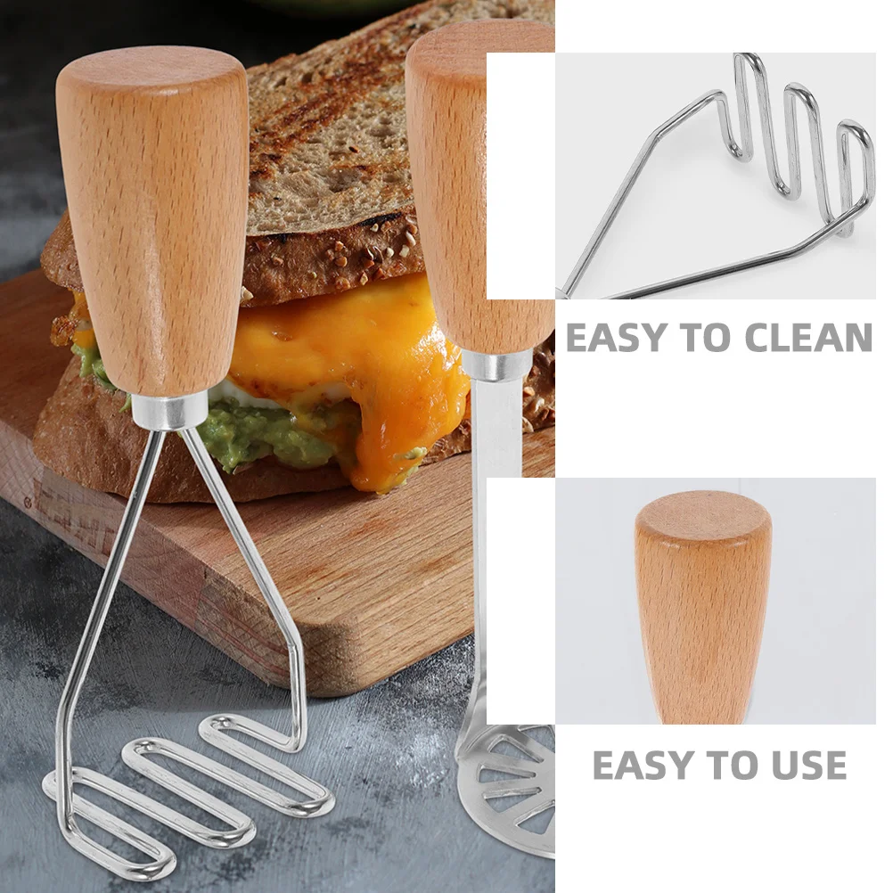 Schiacciapatate riutilizzabile in acciaio inossidabile con manico in legno per patate, carote, zucche, strumento per schiacciare accessori per utensili da cucina