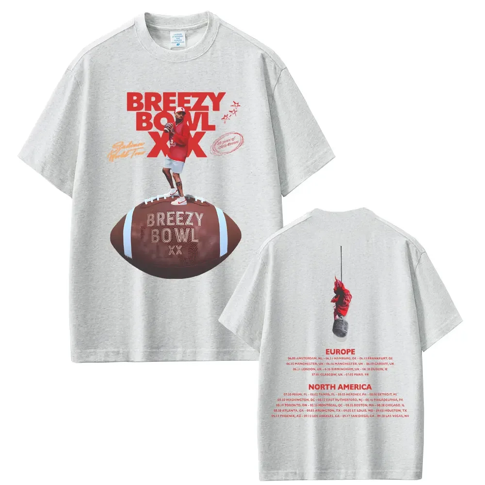 Wyprzedaż Raper Chris Brown Breezy Bowl XX Tour 2025 T-shirt Męska Moda Rap Pop Muzyka Koszulka Męska Damska Hip Hop Retro T-shirty