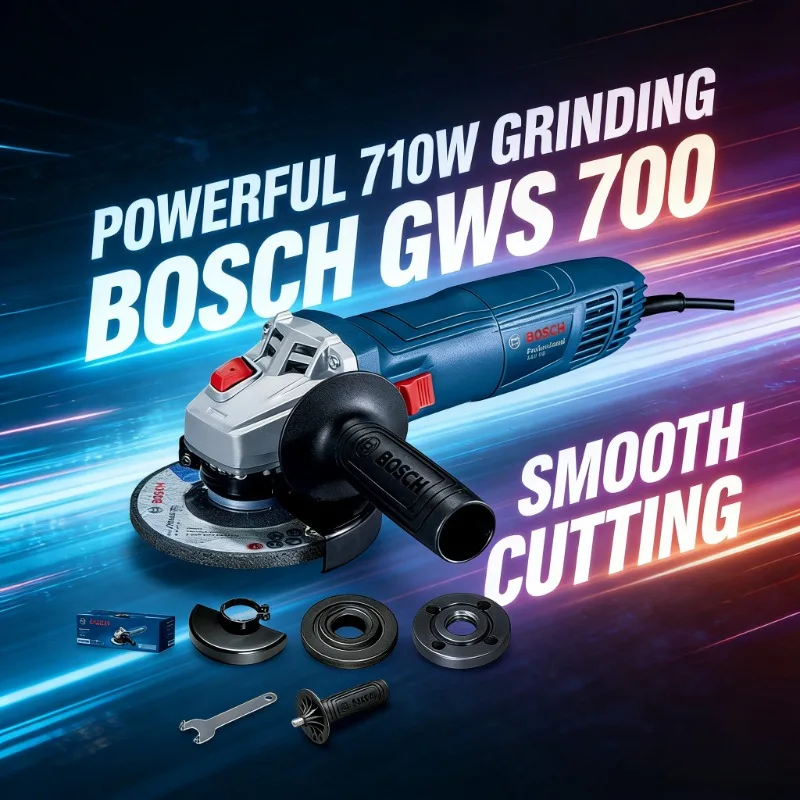 Bosch GWS700 Corded Angle Grinder, 12000RPM High Speed, Side Auxiliary Handle for Safe Cutting & Polishing