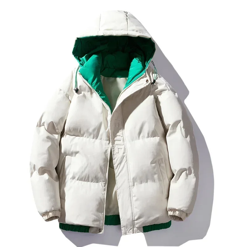 Manteau d'Hiver à Capuche en Coton pour Jeune Homme et Femme, Veste Bouffante Épaissie et Chaude, Même Style, Nouvelle Collection 2024