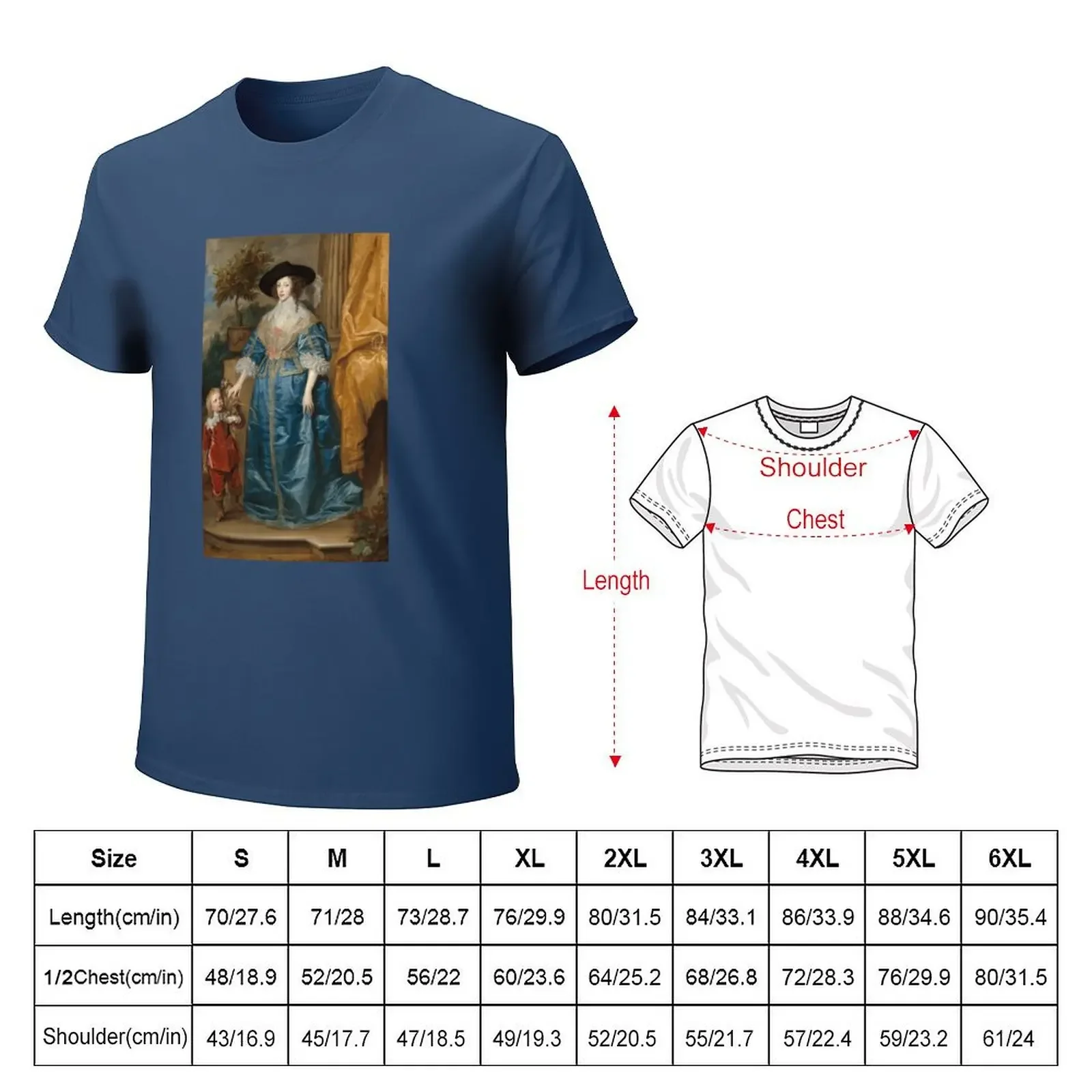 Queen Henrietta Maria with Sir Jeffrey Hudson - 1633 T-Shirt summer top man clothes mens clothing