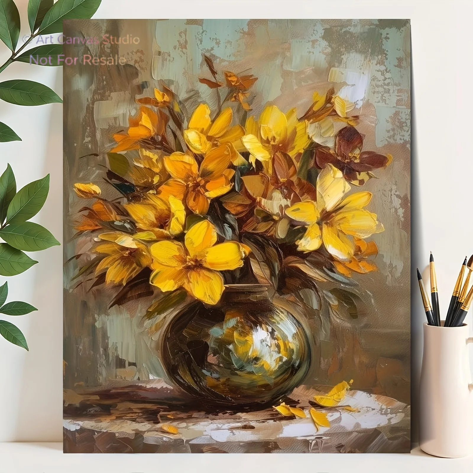 Professional Art Use A Set of Beginner Acrylic Digital Painting Kit, Including Acrylic Paints, Canvas, Three Brushes, And Ins