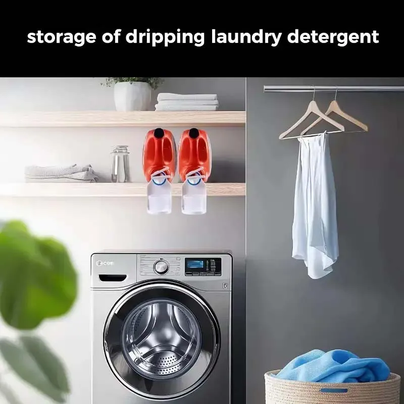 4pc laundry detergent cup holders, laundry detergent drip catcher, suitable for liquid laundry detergent, say goodbye to mess and spills, keep your washing machine, dryer, and laundry room floors clean and tidy, fits most bottle sizes.