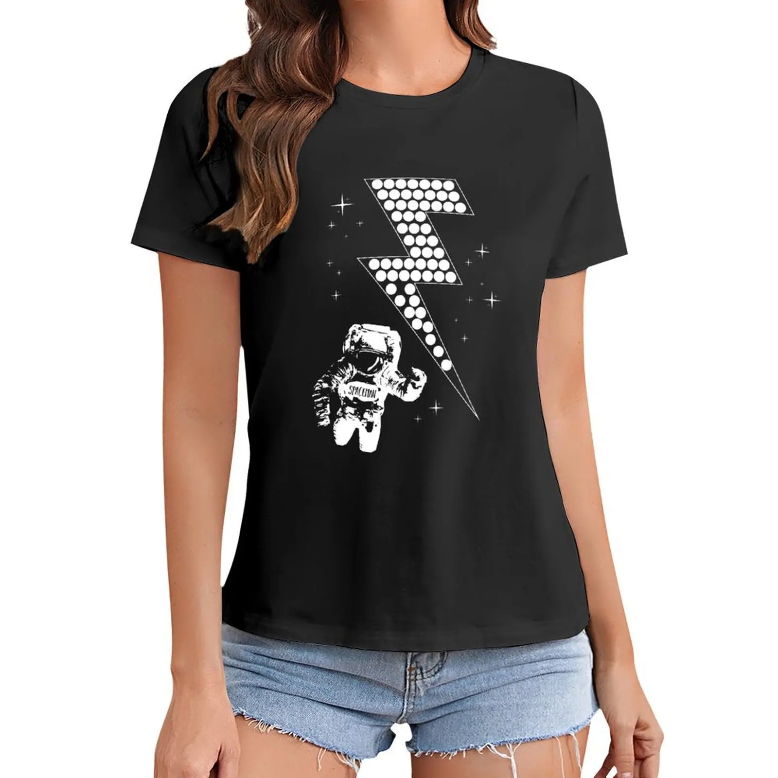 

Spaceman T-Shirt blacks quick-drying female tops for Women