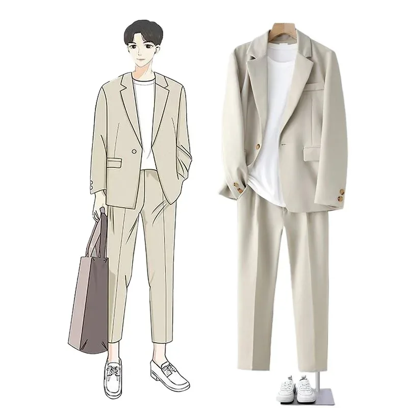 

Suits for Men (blazer+ Pants) Fashion Business Casual Relaxed Leisure Port Style Solid Color Wedding Work Mens Suits 2 Piece