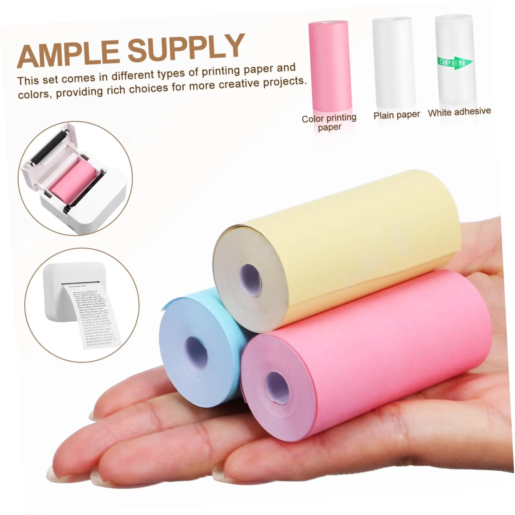 Picture 4: Mini Thermal Printer Paper 13 Rolls 57 X 25 mm Printable Sticker Paper for Pocket Printer Office and Home Use