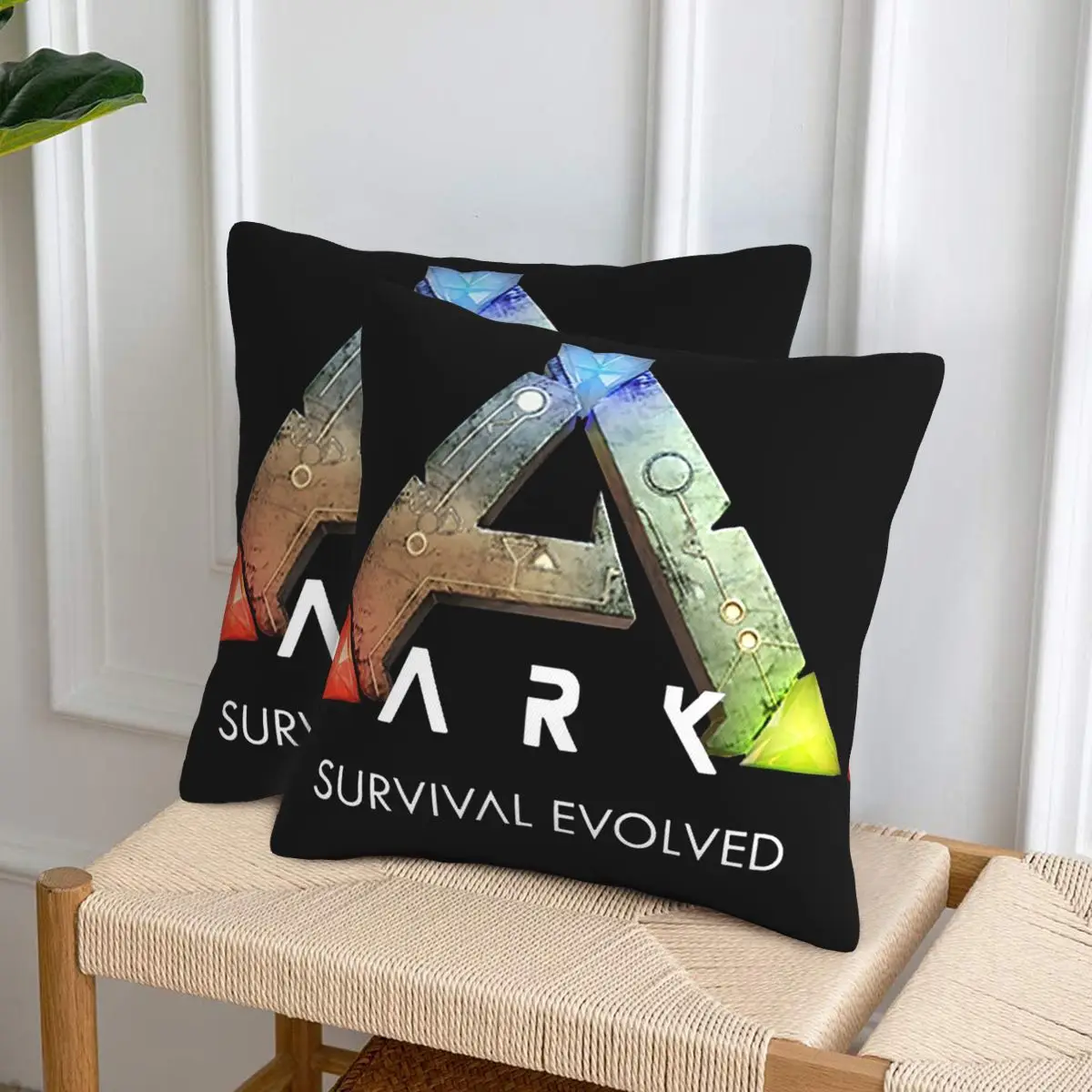 Ark Survival Evolved (أسود) 2 قطعة غطاء وسادة مربع وسادة بسحاب ديكور مريح رمي وسادة لغرفة النوم المنزلية #3