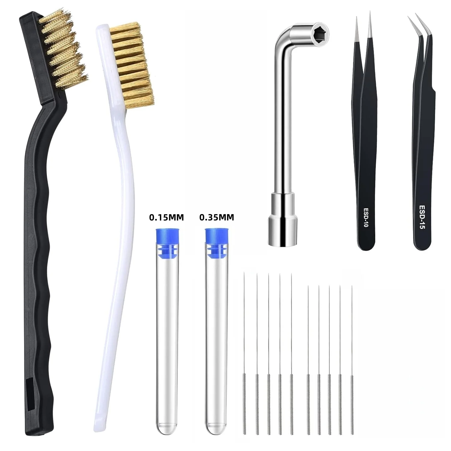 Инструмент для чистки 3D-принтера, медная проволочная щетка, насадка для чистки зубной щетки, игла для чистки, пинцет, гаечный ключ, набор инструментов для 3D-принтера