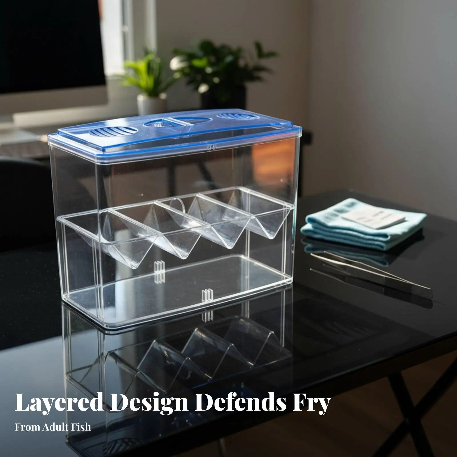 Acrylic Breeder Box for Aquarium Fish Hatchery with V Shaped Partition Fry Nursery Isolation Tank