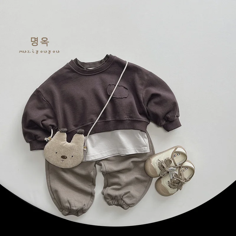 Spring New Children Fashion Shorts Sweatshirt Baby Girls Boys Versatile Tops Toddler Long Sleeve Kids Cotton Casual Pullover