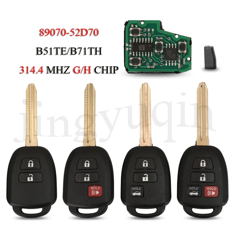 Jingyuqin-zdalny, inteligentny klucz samochodowy do Toyota Yaris, Tokai, Rika, Camry, Corolla, Vitz, 314.4Mhz, G/H, Chip, B51TE, bx7th