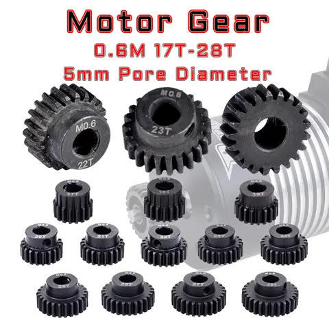 M0.6 5mm 17T 18T 19T 20T 21T 22T 24T 26T 28T Steel Metal Pinion Motor Gear For 1/10 RC Model Car Motor