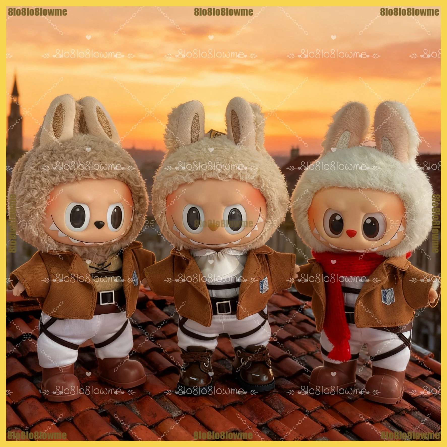 

Набор Wings of Freedom для Labubu, мультяшная униформа Эрен Леви Микаса, скаутский полк, мини-плюшевая кукла, одежда, модные аксессуары для кукол