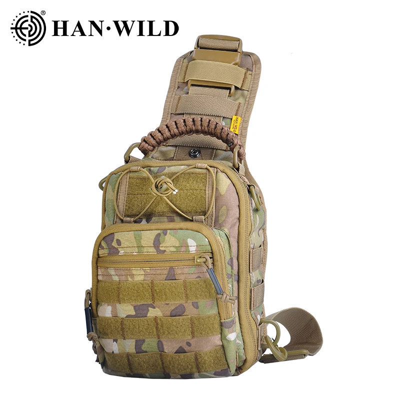 HAN WILD Tactical Camo Bags Combat Chest Pack Waist Bag Folding Shoulder Large Capacity Tackle Backpack Travel Carry Accessories