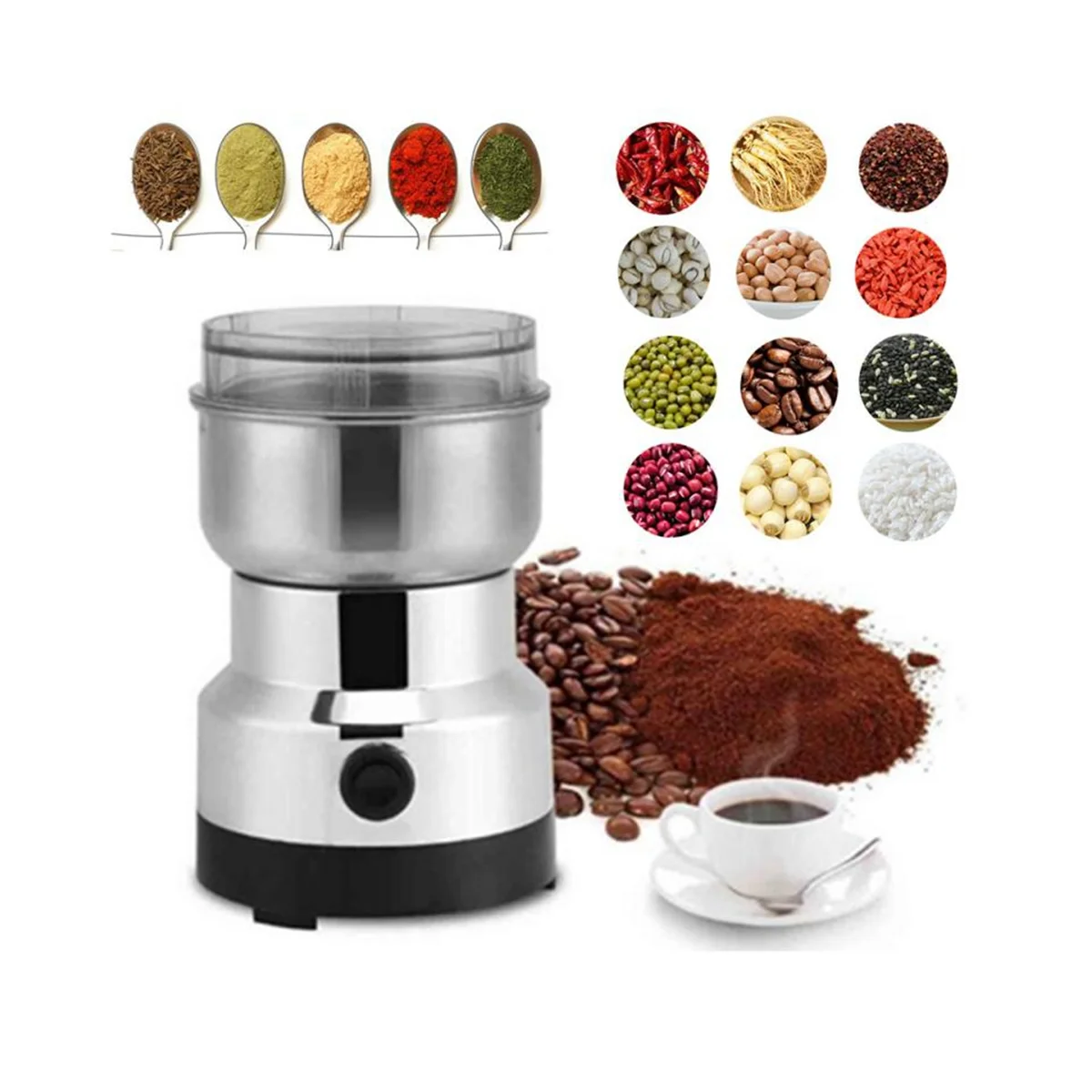 Moulin à café électrique portable, ménage Belle ATIONS, rectifieuse à grains, cuisine en acier inoxydable, hachoir Mars, prise US