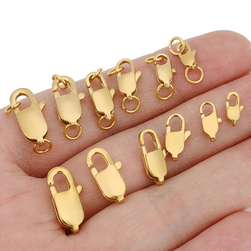 10pcs 316 스테인레스 스틸 직사각형 랍스터 걸쇠 점프 링 후크 커넥터 팔찌 목걸이 체인 쥬얼리 만들기