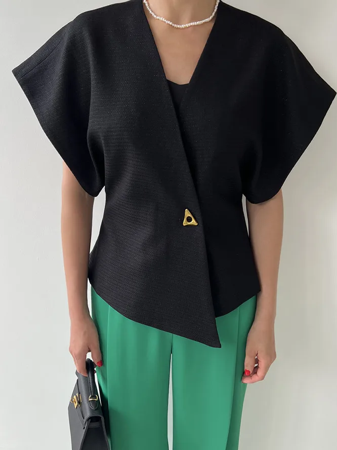 

Faionable асимметричный жилет для женщин, летний высококачественный костюм с большим отверстием све на одной пуговице, верхняя одежда