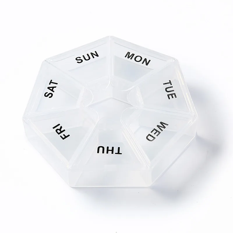 Tragbare Reise-Mini-Pillenetuis mit 7 Tagen und 7 Gittern, Organizer für Tabletten, Pillen, Aufbewahrungsbehälter für Medikamente, Vitamin, Fischöle – Detail 7