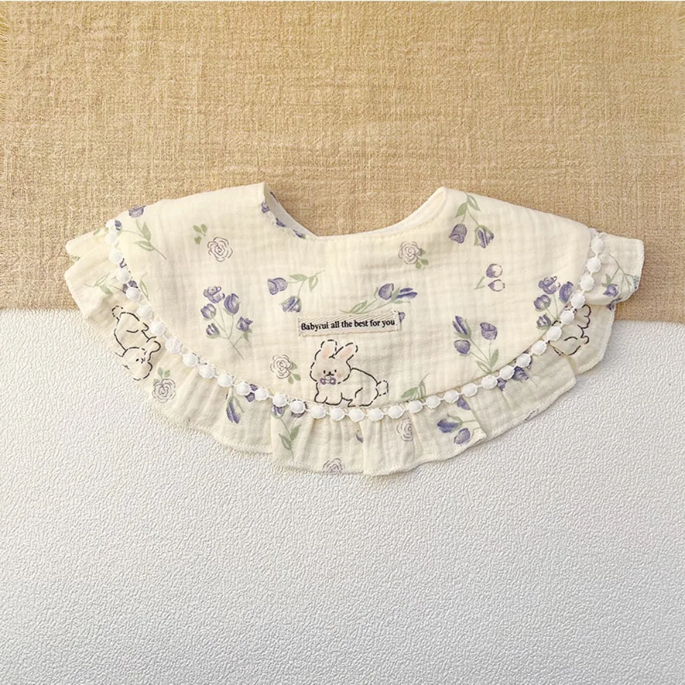 

Feeding Baby Cotton Bibs Round Neck Princess Baby Drooling Bibs Korean Style Floral Saliva Towel Cloths Neck Wear Accessories