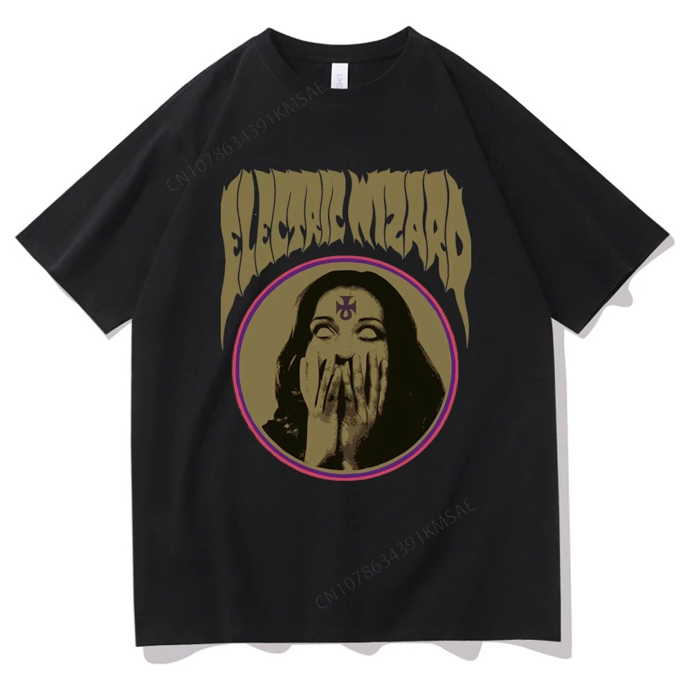 Electric Wizard Possessed Print Tshirt Men Women Rock Pure Cotton T Shirt Crewneck Casual Black T-shirts Unisex Black Streetwear