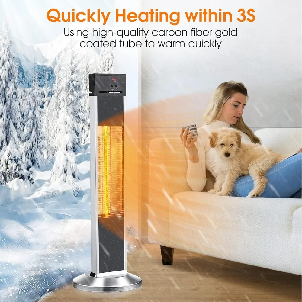 Space Heater for Indoor Use Large Room 1500W Room Heater with 3S Quick Heating/Safe Infrared Heater with 3 Modes