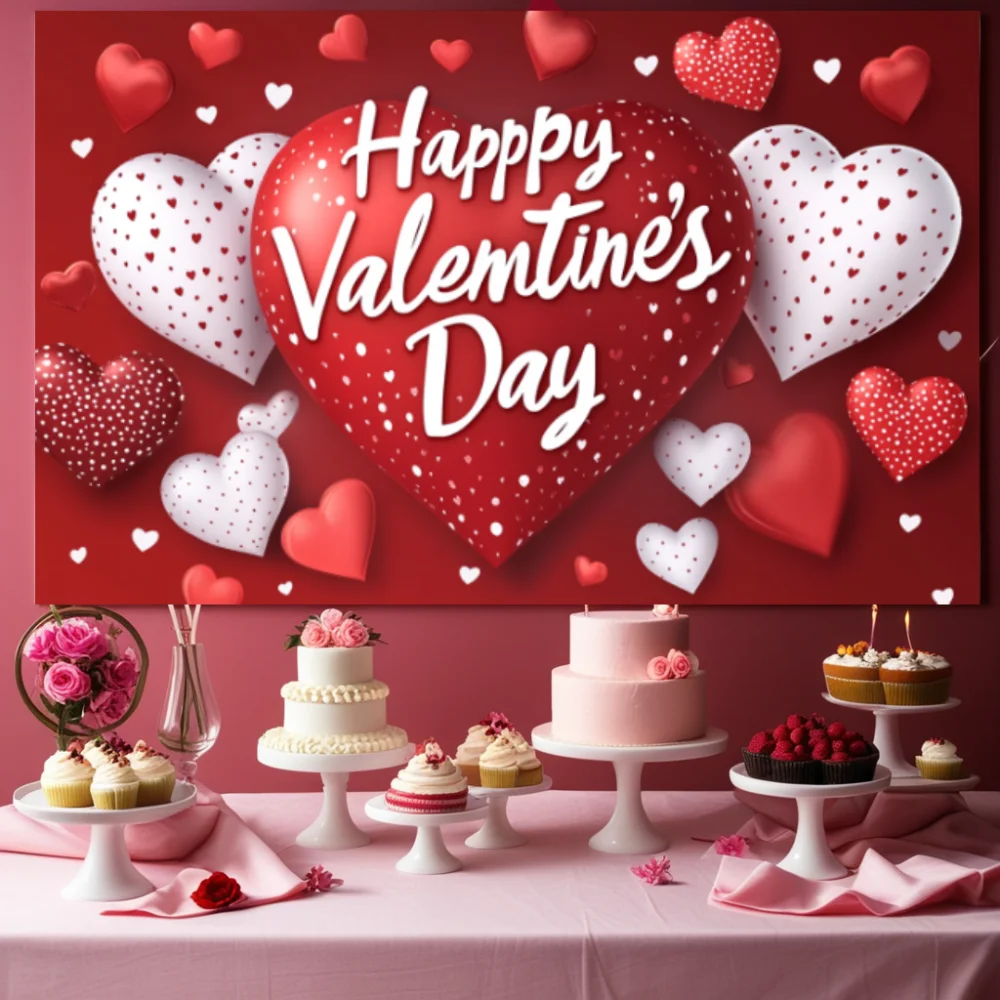 Happy Valentines Day Banner Valentines Day Theme Party Background Banner Valentines Backdrop Celebrate Decor Photo Background