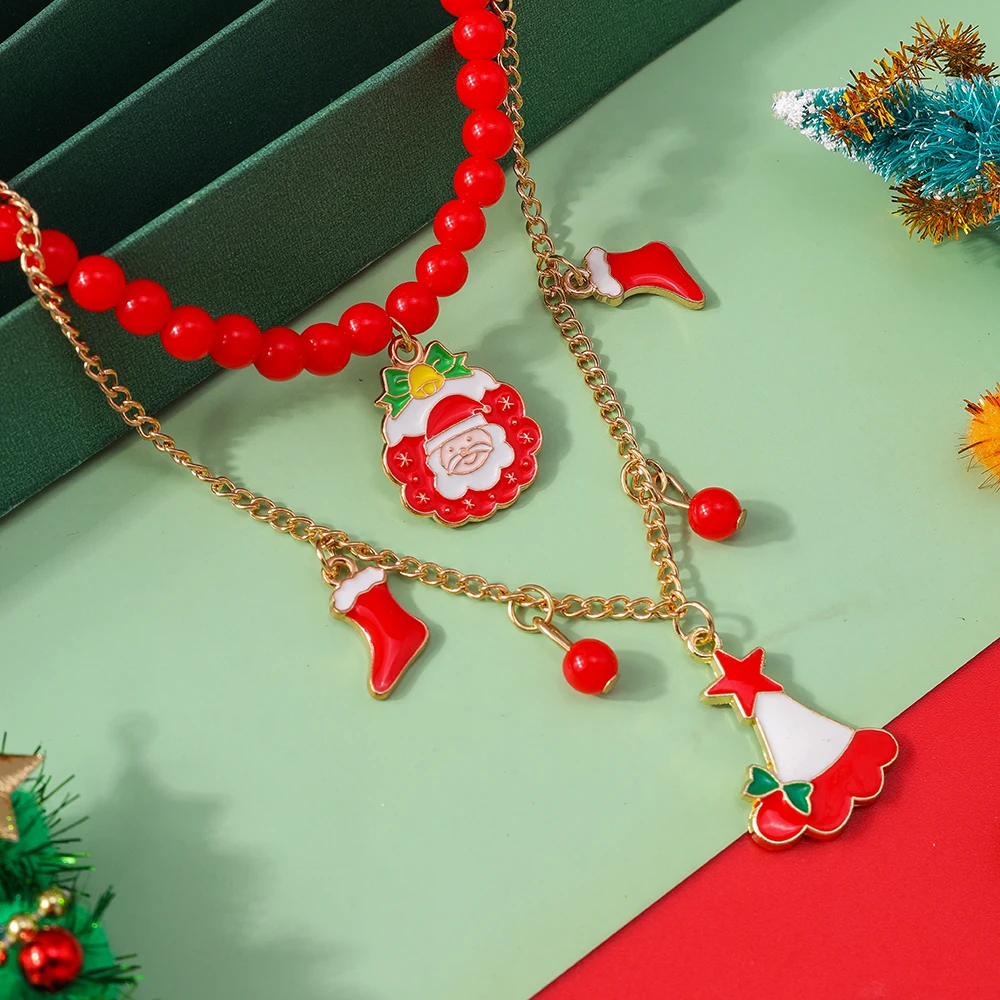 Aihua Neue Mode Weihnachten Halskette für Frauen Mädchen Santa Claus Deer Glocke Weihnachten Stern Baum Anhänger Halskette Neue Jahr Geschenke – Detail 10