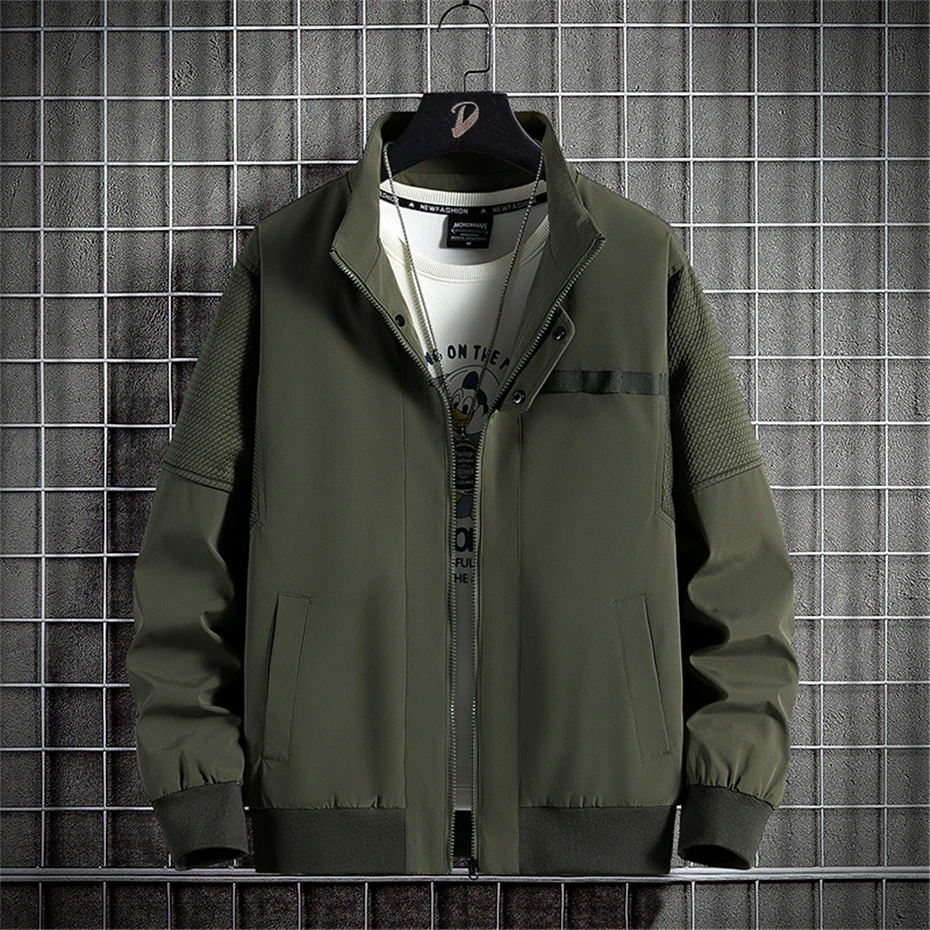 8XL Plus Size Jacket Men Windbreaker Jacket Coat Fashion Casual Solid Color Coats Male Spring Autumn Outerwear Big Size 8XL