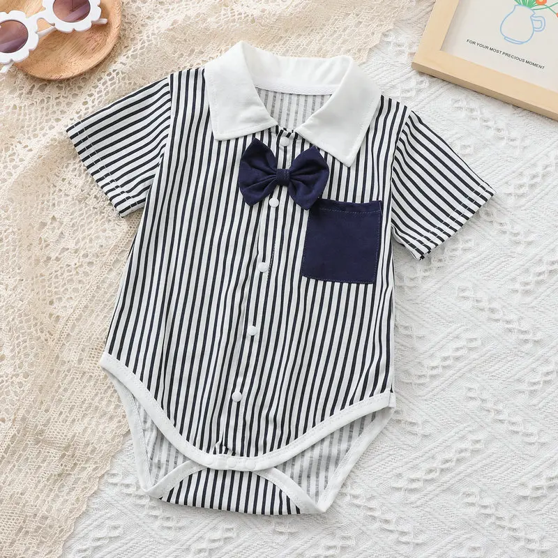 Summer Baby Girl Boy Clothing Gentleman Shirt Romper Body Lapel Short Sleeves Newborn Outfits Toddler Infant Jumpsuit