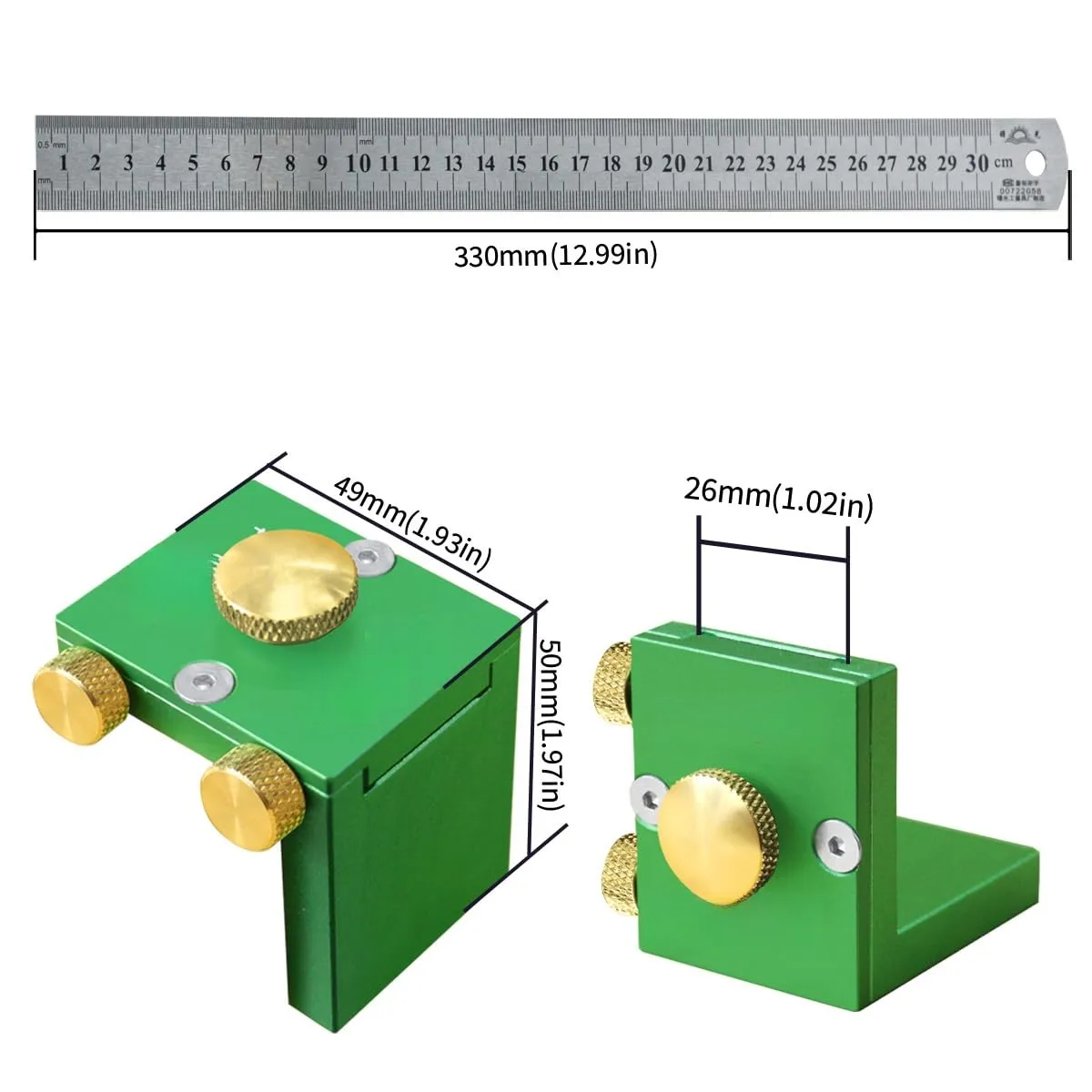 Precision Marking Tool for Woodworkers Featuring L-Shaped Positioning Block and Steel Ruler for Edge Referencing and Layout